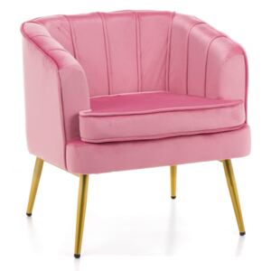Różowy fotel na złotych nóżkach SOFIA ( MWM-022 ) / welur