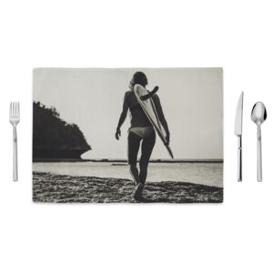 Czarno-biała mata kuchenna Home de Bleu Tropical Surf, 35x49 cm