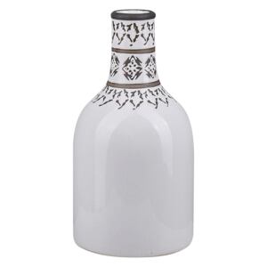 Wazon na kwiaty biały ceramiczny styl vintage efekt pęknięć czarny wzór dekoracja do domu Beliani