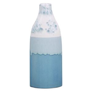 Wazon na kwiaty biało-niebieski ceramiczny 35 cm wodooporny wzór horyzont akcesorium dekoracyjne Beliani