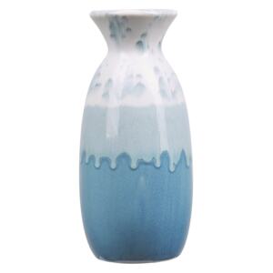 Wazon na kwiaty biało-niebieski ceramiczny 25 cm wodoodporny dekoracja stołu dodatek do wnętrz Beliani