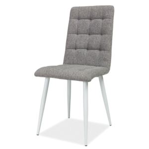 SELSEY Krzesło tapicerowane Molveno szare na białej podstawie