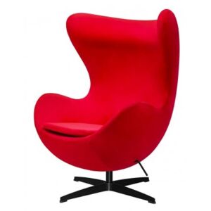 Fotel EGG CLASSIC VELVET BLACK czerwony - welur, podstawa czarna