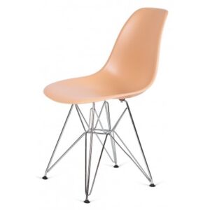Krzesło DSR SILVER ciepły kremowy - podstawa metalowa chromowana