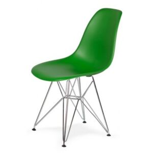 Krzesło DSR SILVER irlandzka zieleń - podstawa metalowa chromowana