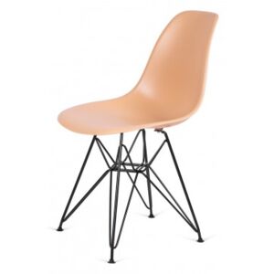 Krzesło DSR BLACK ciepły kremowy - podstawa metalowa czarna