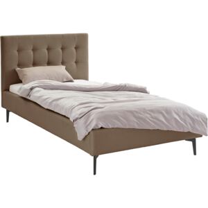 Szlachetne, tapicerowane łóżko, brązowe 100x200 cm