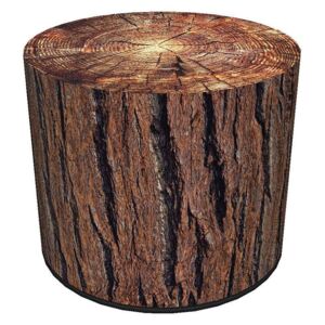 Okrągła pufa z motywem drewna - Adelos 2X