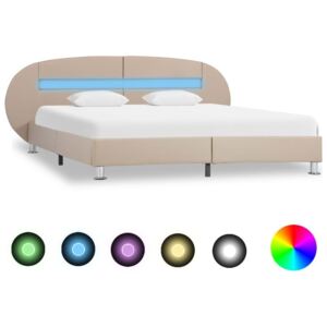 Rama łóżka z LED vidaXL, 120 x 200 cm, cappuccino, sztuczna skóra