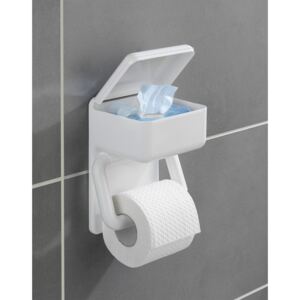 Uchwyt na papier toaletowy z pojemnikiem WENKO, biały, 20x11x16 cm