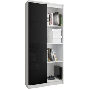 Regał biurowy AKORD, 4 półki, biało-czarny , 80x180x35 cm