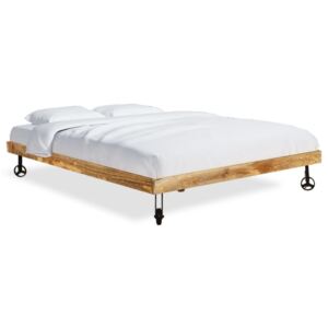Łóżko z materacemz pianki, brązowo-białe, 180x200 cm