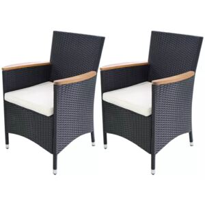 Fotele ogrodowe z polirattanu, 2 szt, czarne, 59x60x88 cm