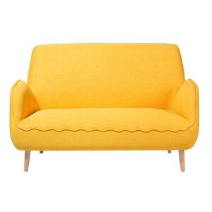 Sofa dwuosobowa tapicerowana żółta KOUKI