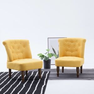 Krzesło w stylu francuskim VidaXL, żółte, materiałowe