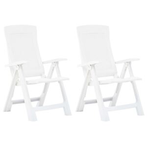 Rozkładane krzesła do ogrodu vidaXL, 2 szt., białe