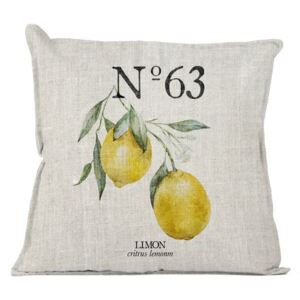 Żółta poduszka dekoracyjna Linen Couture Lino Lemons, 45x45 cm