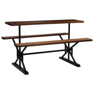 Stół barowy z ławkami, z drewna z odzysku, 180x50x107 cm