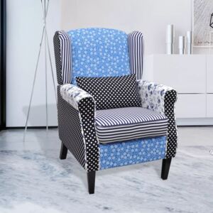 Fotel patchworkowy PERVOI, tapicerowany, 68x73x101 cm
