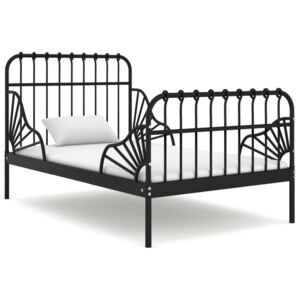 Przedłużana rama łóżka, czarna, metalowa, 80x130/200 cm