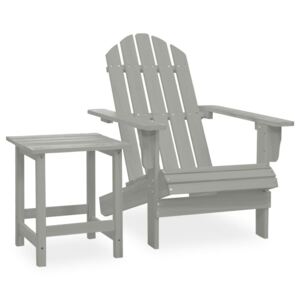 Krzesło ogrodowe Adirondack ze stolikiem, drewno jodłowe, szare