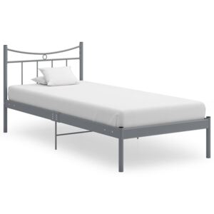 Rama łóżka, szara, metal i sklejka, 90 x 200 cm