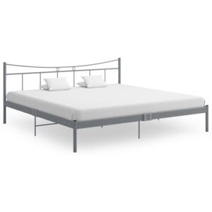 Rama łóżka, szara, metal i sklejka, 180 x 200 cm