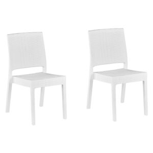 Zestaw 2 krzeseł ogrodowych biały tworzywo sztuczne sztaplowane na taras do ogrodu Beliani