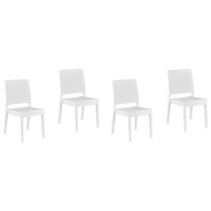 Zestaw 4 krzeseł ogrodowych biały tworzywo sztuczne sztaplowane na taras do ogrodu Beliani