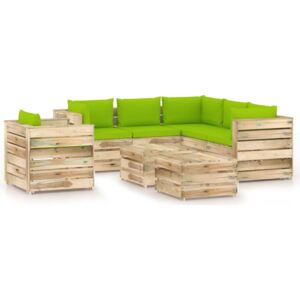 8-cz. zestaw wypoczynkowy do ogrodu, z poduszkami, drewniany
