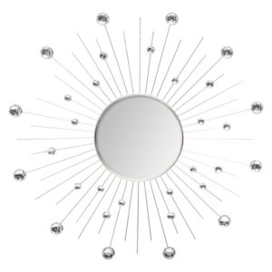 Okrągłe lustro w dekoracyjnej ramie, metalowe, Ø 50 cm, srebrne