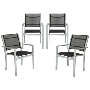 Zestaw 4 x Krzesło ogrodowe srebrny/czarny