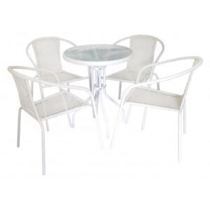 Zestaw balkonowy BISTRO biały - stół i 4 krzesła