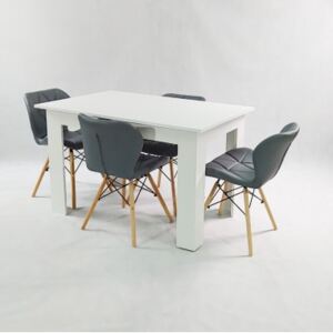 Zestaw stół Modern biały i 4 krzesła Eliot szare