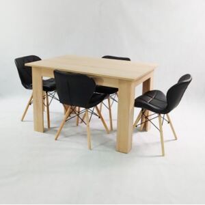 Zestaw stół Modern sonoma i 4 krzesła Eliot czarne