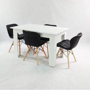 Zestaw stół Modern biały i 4 krzesła Eliot czarne