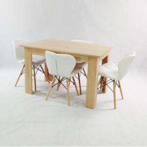 Zestaw stół Modern sonoma i 4 krzesła Eliot białe