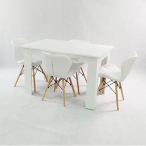 Zestaw stół Modern biały i 4 krzesła Eliot białe
