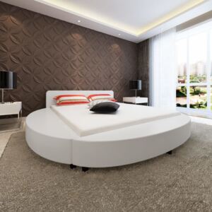 Rama łóżka ze sztucznej skóry, 180x200 cm, okrągła, biała