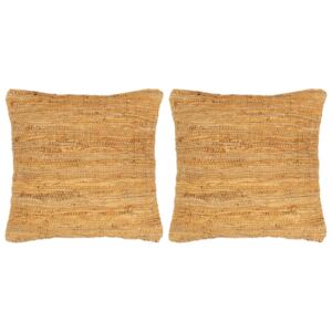 Poduszki Chindi, 2 szt, jasnobrązowe, 45x45 cm, skóra i bawełna