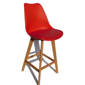 Krzesło barowe, hoker Kris Lugano z poduszką czerwone
