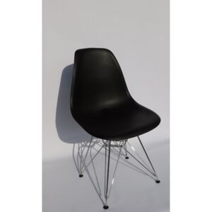 Krzesło Milano Lino metalowe chromowane nogi czarne
