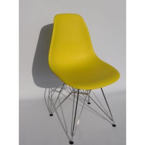 Krzesło Milano Lino metalowe chromowane nogi żółte