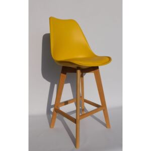 Krzesło barowe, hoker Kris Lugano z poduszką żółte
