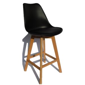 Krzesło barowe, hoker Kris Lugano z poduszką czarne