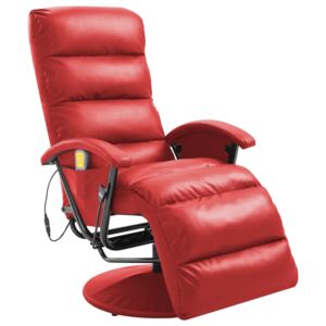 Telewizyjny fotel masujący, regulowany, czerwony, ekoskóra