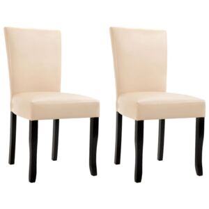Krzesła jadalniane, 2 szt., kremowe, sztuczna skóra