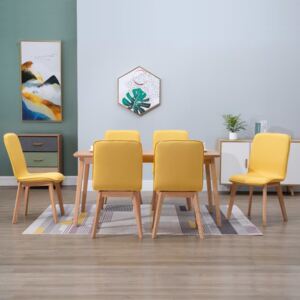 Krzesła do jadalni, 6 szt., żółte, tkanina