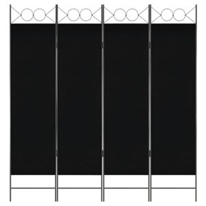 Parawan 4-panelowy, czarny, 160 x 180 cm