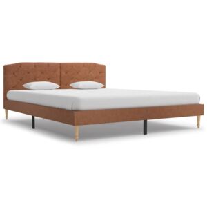 Rama łóżka, brązowa, tapicerowana tkaniną, 160 x 200 cm